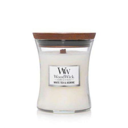 white tea et jasmine medium candle woodwick 