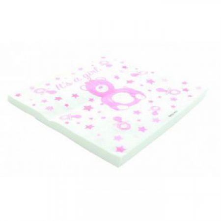 1124ro 10 serviette baby shower fille rose jetable papier 