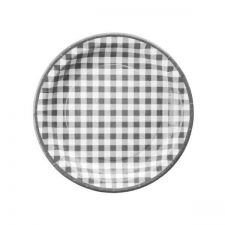 assiete ronde en carton a carreaux gris et blanc 23 cm 