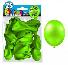 25 ballons metallises vert pomme 30 cm 