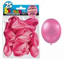 25 ballons metallises rose bonbon 30 cm 