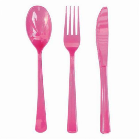 menagere plastique fuchsia 30 pieces 