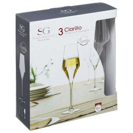 flute champagne verre clarillo 22 cl 3 pieces 