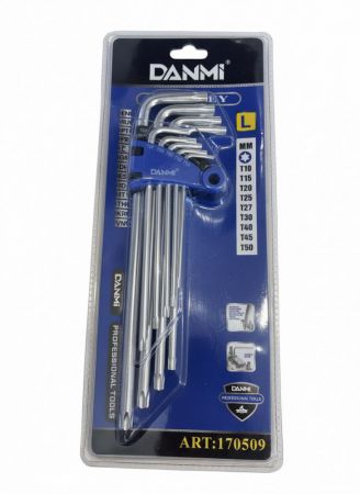 ensemble 9 cles coudees torx